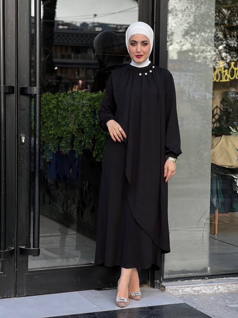 4424-6M-1 فستان ساده - اسود - Thumbnail