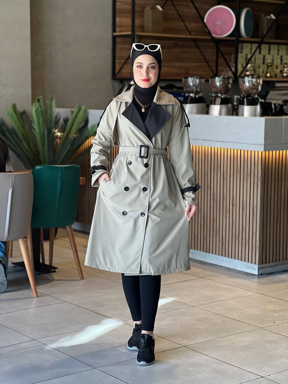 FOR YOU MODA - 4425-49H-2 كوت - بيج اسود