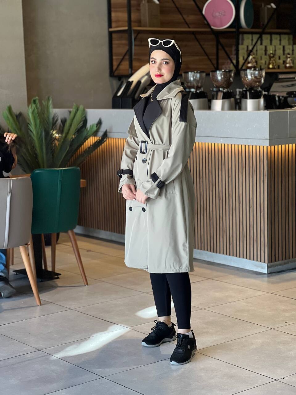 FOR YOU MODA - 4425-49H-2 كوت - بيج اسود (1)