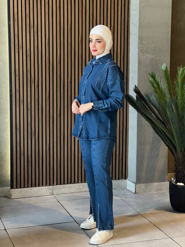 FOR YOU MODA - 4426-65W-1 طقم جينز قطعتين (1)