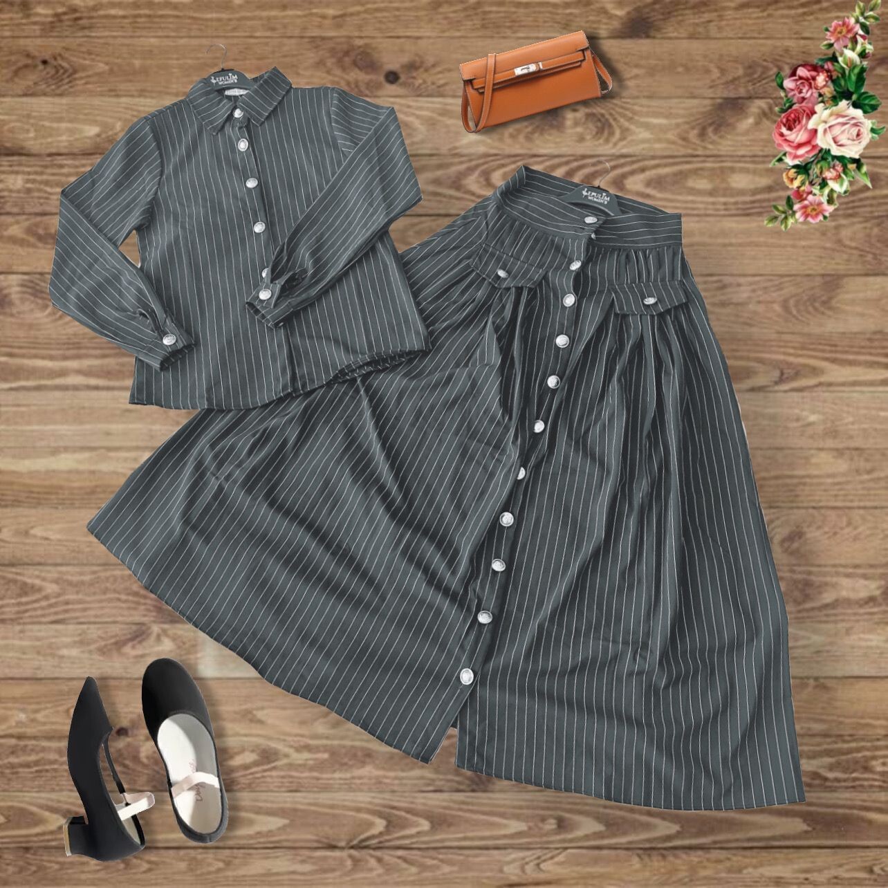 FOR YOU MODA - 4432-9M-2 طقم قطعتين - رصاصي