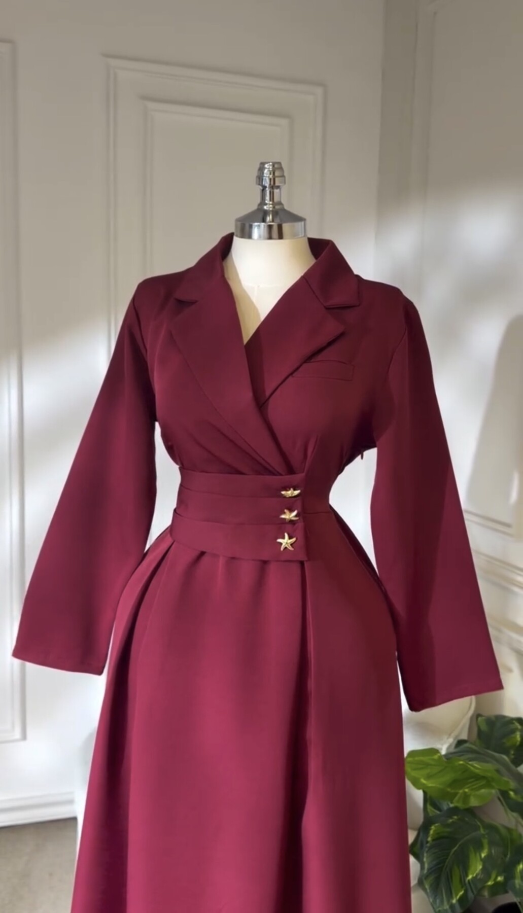 FOR YOU MODA - 44320-90B-4 فستان -ماروني (1)