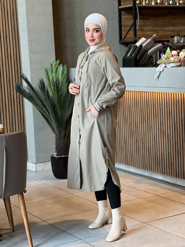 FOR YOU MODA - 4435-77Q-4 ترانش كوت - بيج غامق 