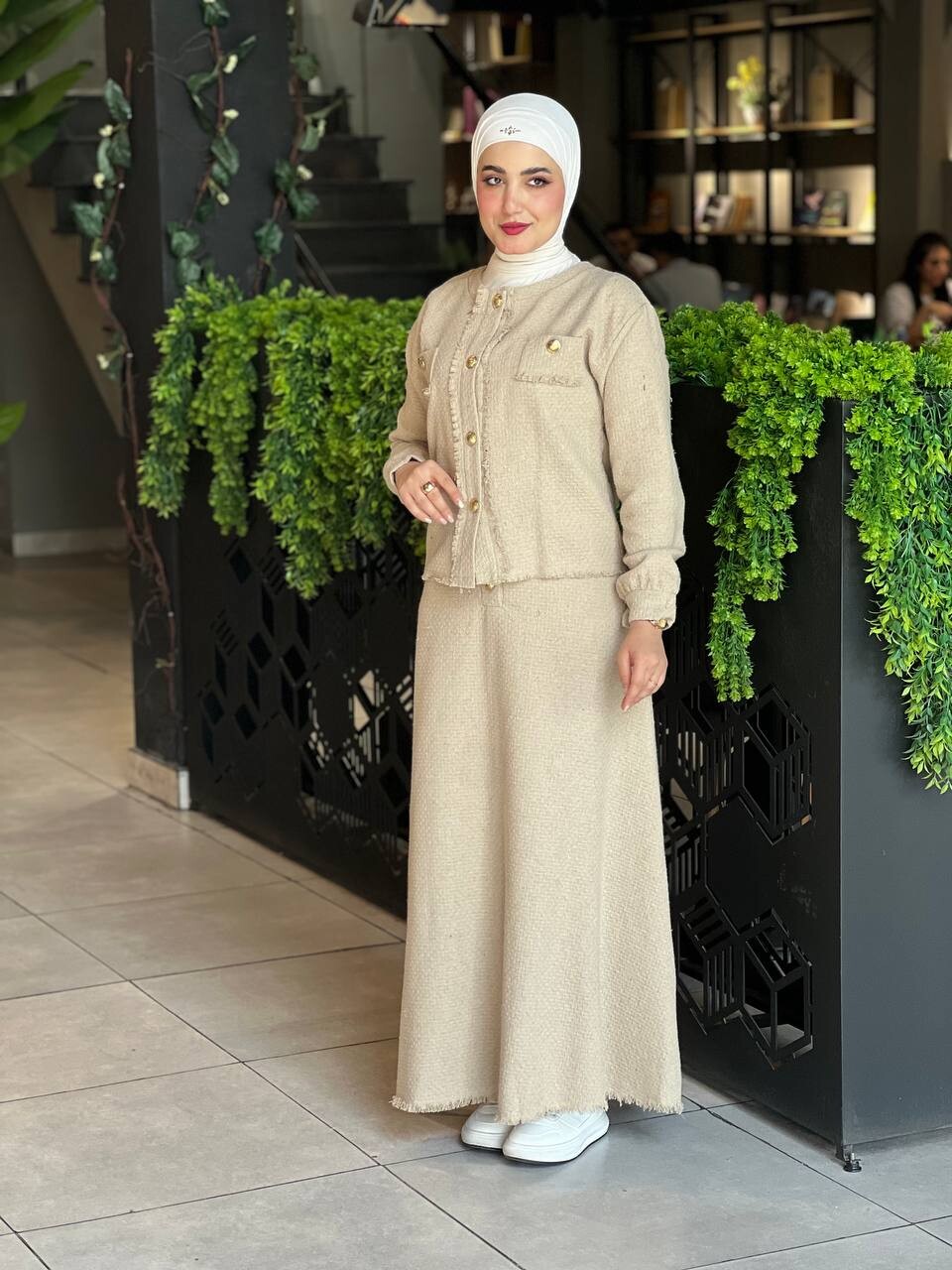 FOR YOU MODA - 4460-67P-2 طقم شنال - بيج (1)