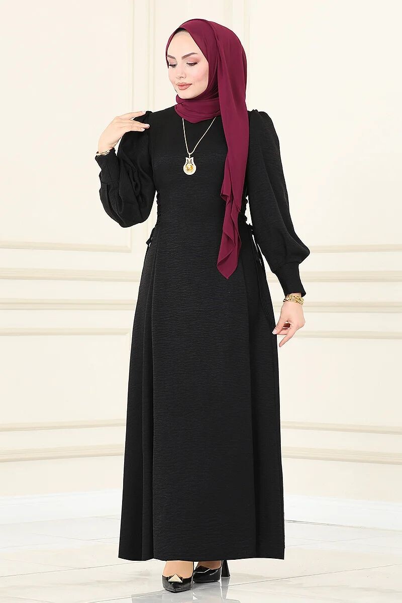 4467-11B-3 فستان - اسود - Thumbnail