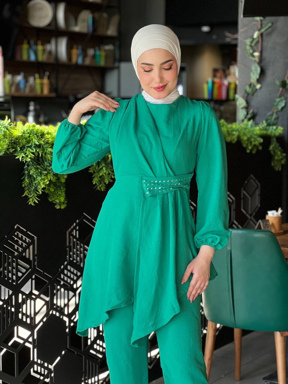 4475-41B-4 طقم قطعتين - اخضر - Thumbnail