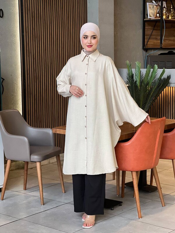 FOR YOU MODA - 4503-1O-7 قميص - بيج (1)