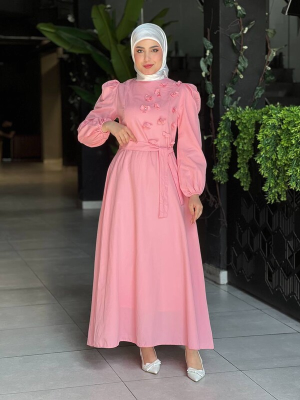 FOR YOU MODA - 4506-13O-1 فستان - وردي فاتح 