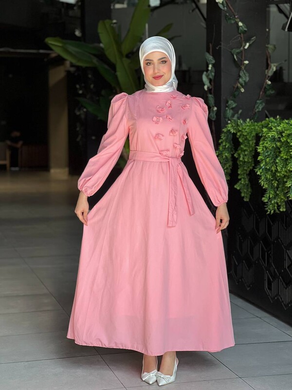 FOR YOU MODA - 4506-13O-1 فستان - وردي فاتح (1)