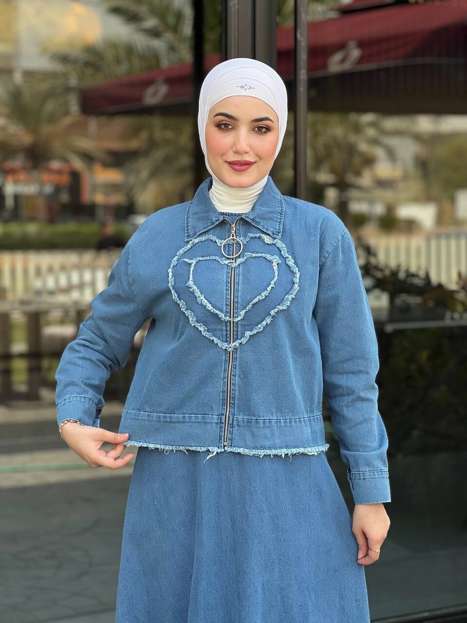 4520-30G- فستان جينز مع يلك -1 - Thumbnail