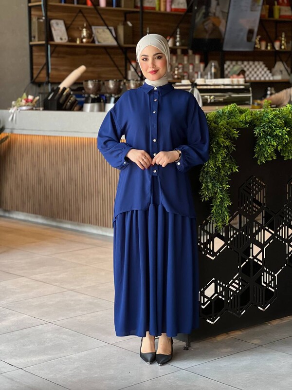 FOR YOU MODA - 4529-77F-3 سوت قطعتين - ازرق (1)