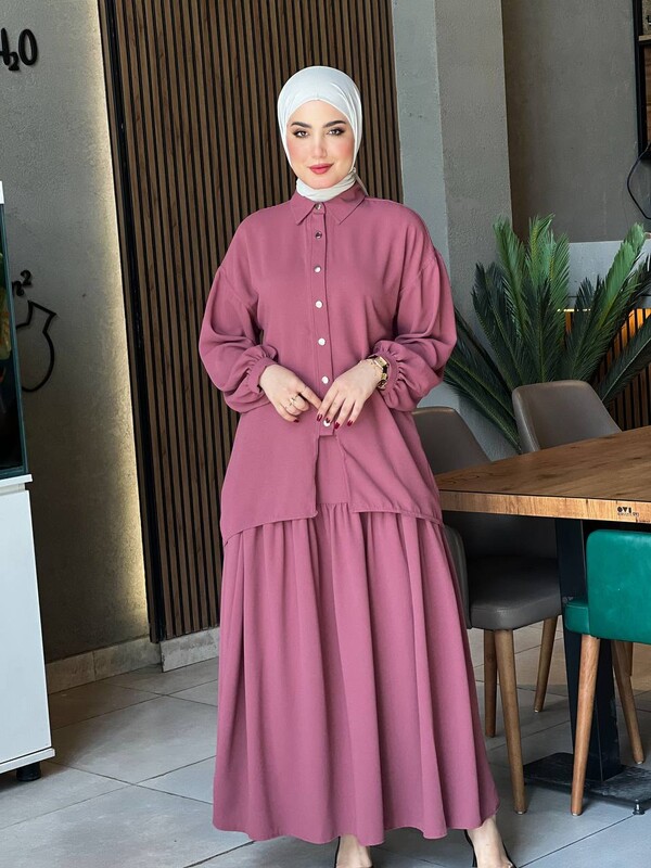 FOR YOU MODA - 4529-77F-4 سوت قطعتين - وردي (1)