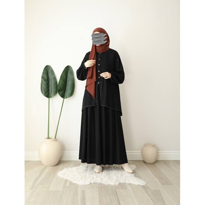 4529-77F-1 سوت قطعتين - اسود - Thumbnail