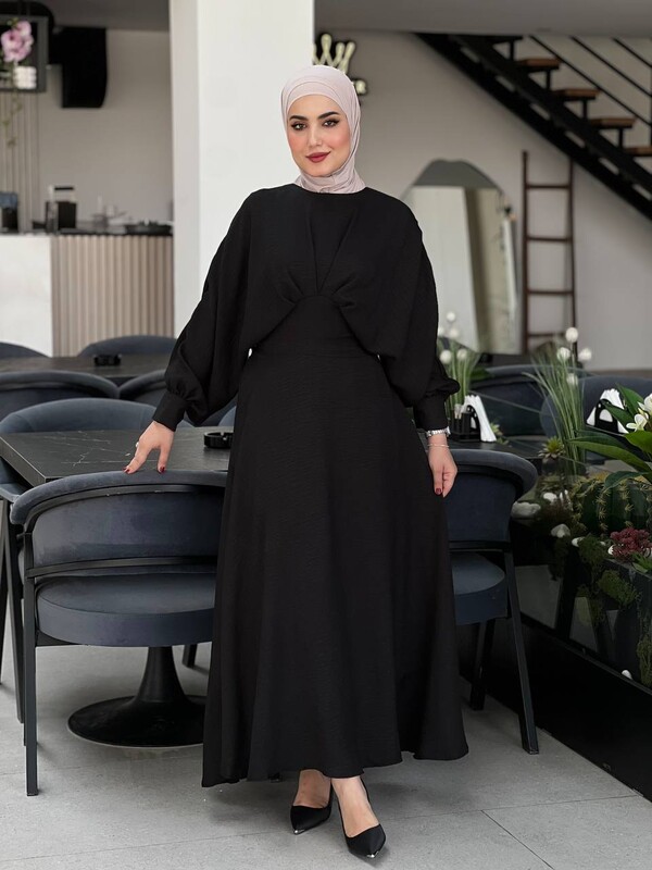 FOR YOU MODA - 4535-17K-5 فستان لون - اسود (1)