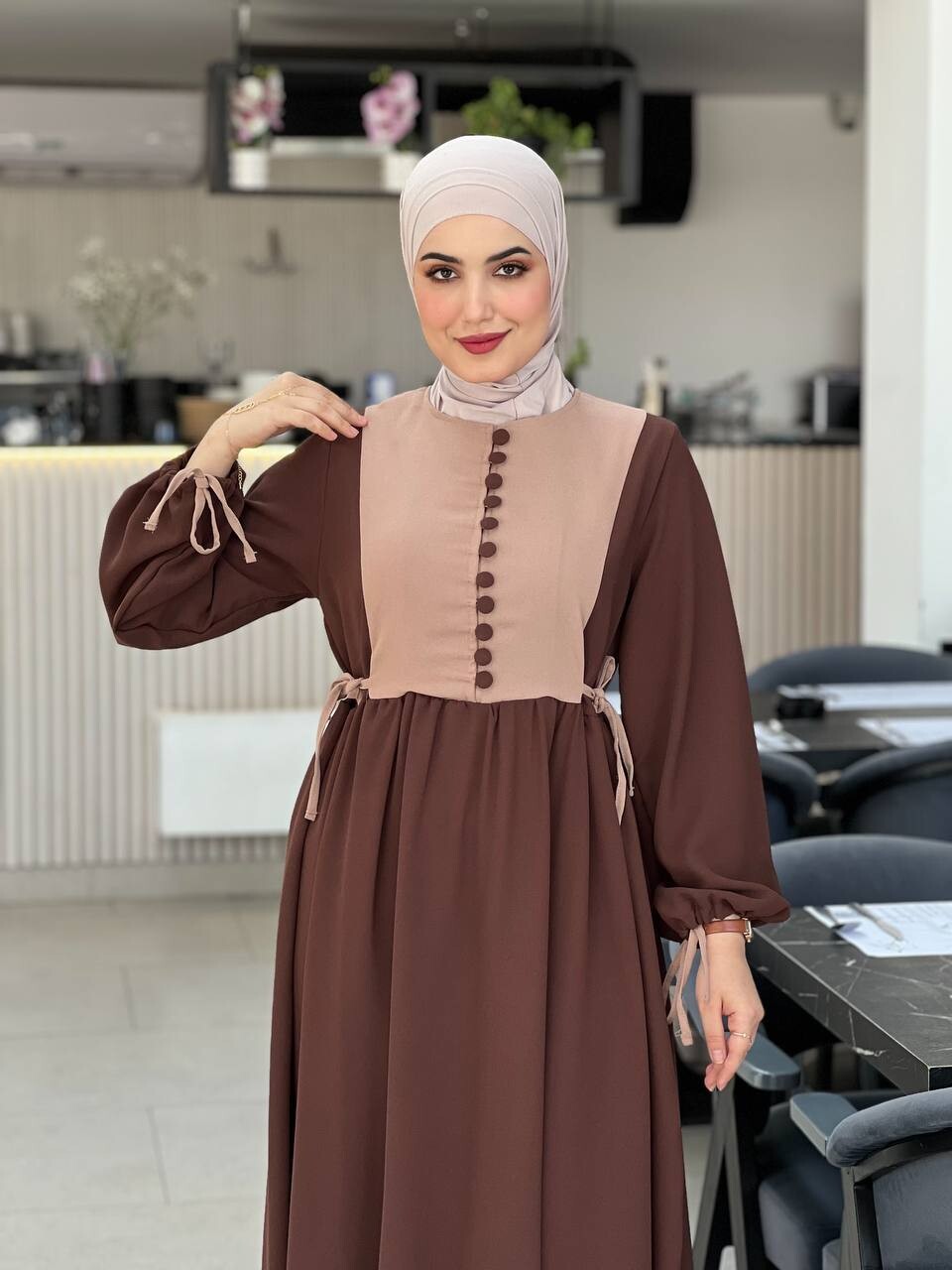 4537-10N-2 فستان لون - جوزي - Thumbnail