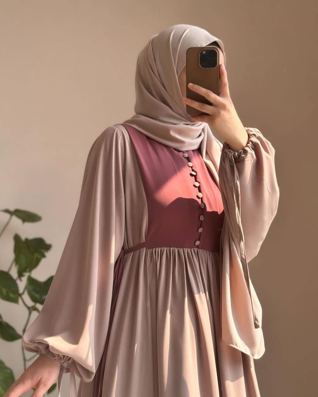4537-10N-3 فستان لون - بنفسجي - Thumbnail