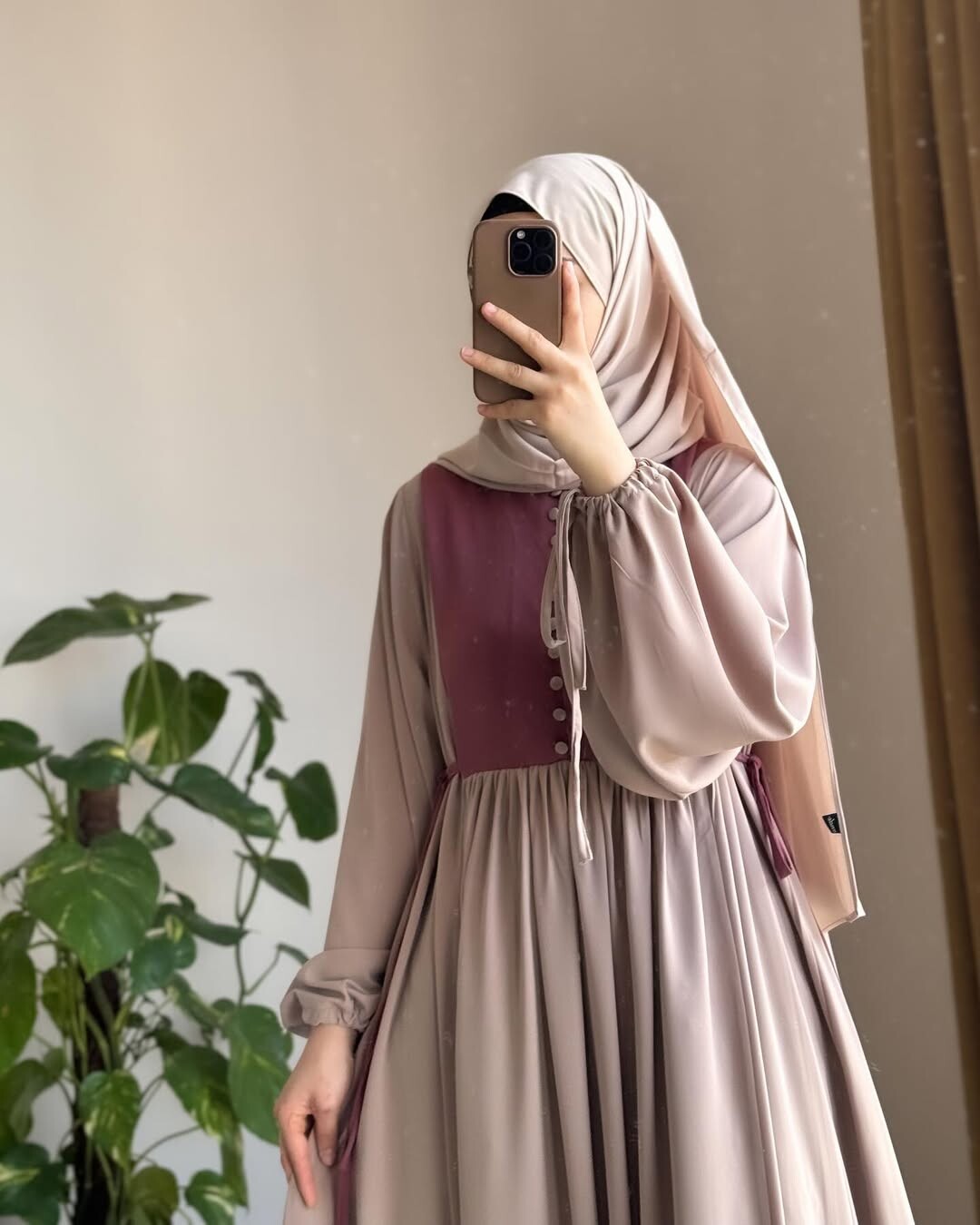 4537-10N-3 فستان لون - بنفسجي - Thumbnail
