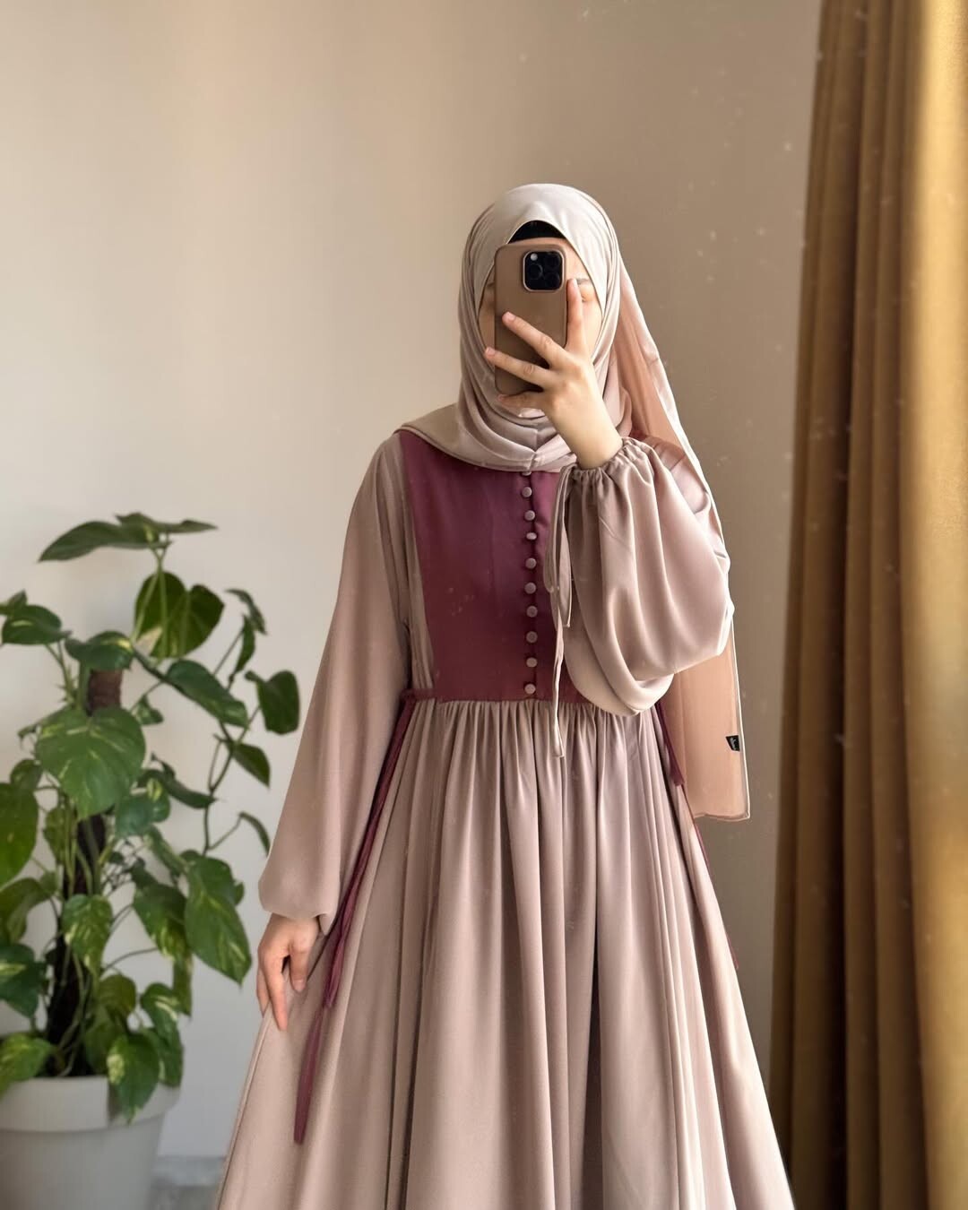 4537-10N-3 فستان لون - بنفسجي - Thumbnail