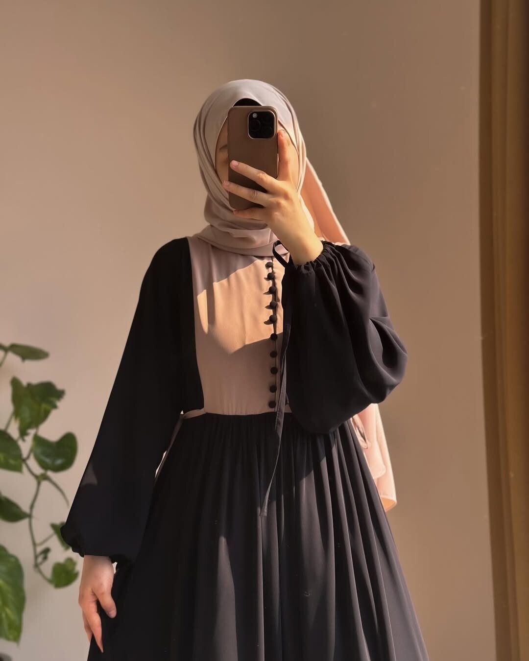 4537-10N-1 فستان لون - اسود - Thumbnail
