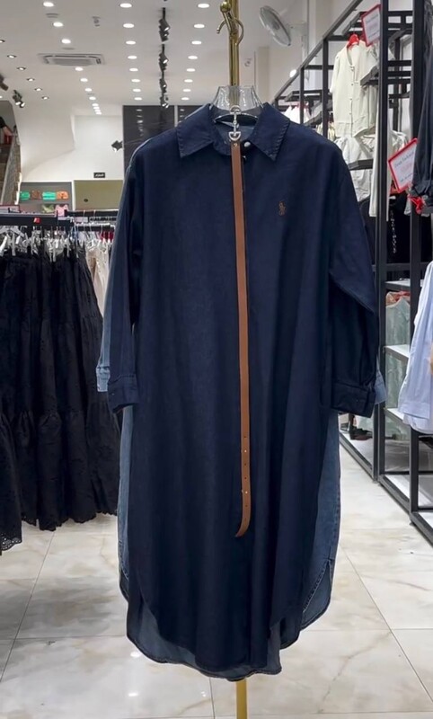 FOR YOU MODA - 4548-16A-3 كاب جينز غامق مع حزام جلد