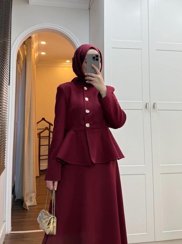 FOR YOU MODA - 4555-9M-4 سوت -ماروني 