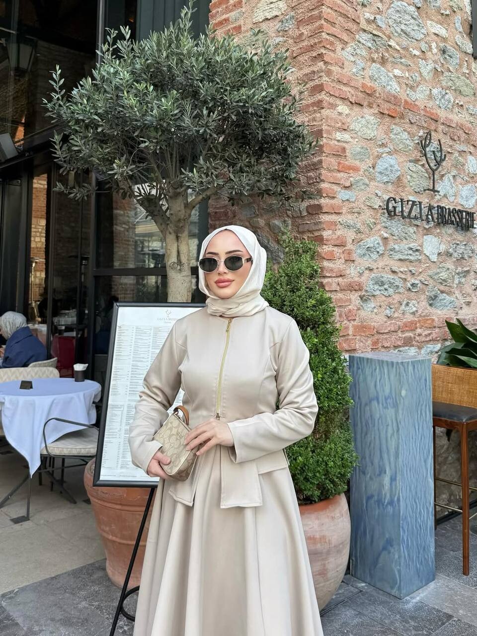 FOR YOU MODA - 4558-25F-2 طقم قطعتين - بيج