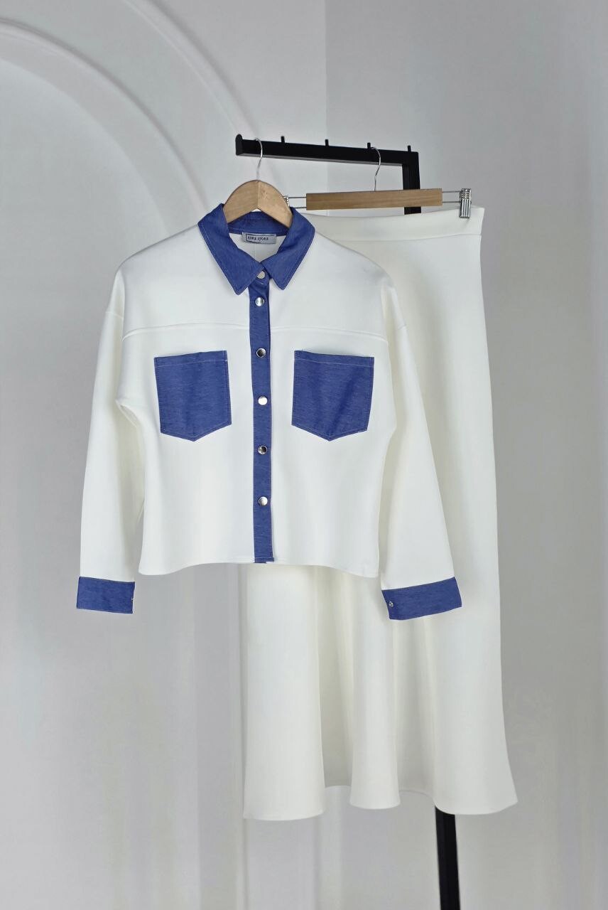 FOR YOU MODA - 4564-18O-1سوت تنوره -ابيض