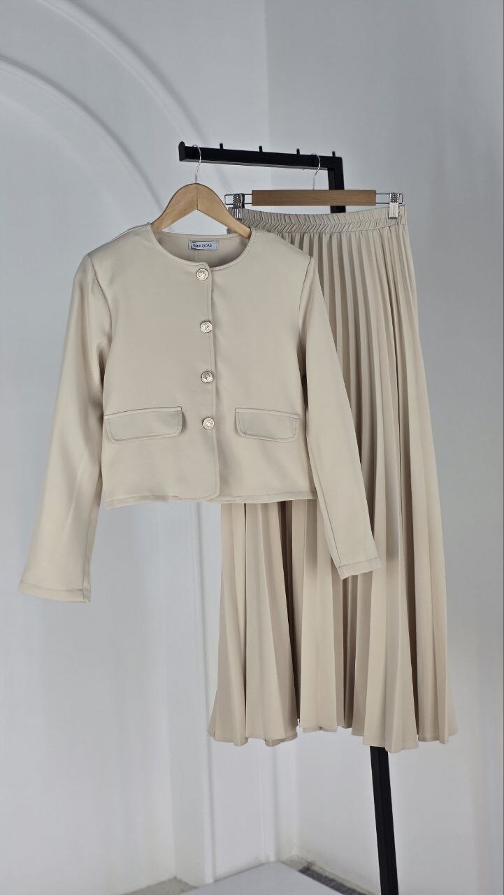 FOR YOU MODA - 4566-13L-1سوت تنوره- بيج