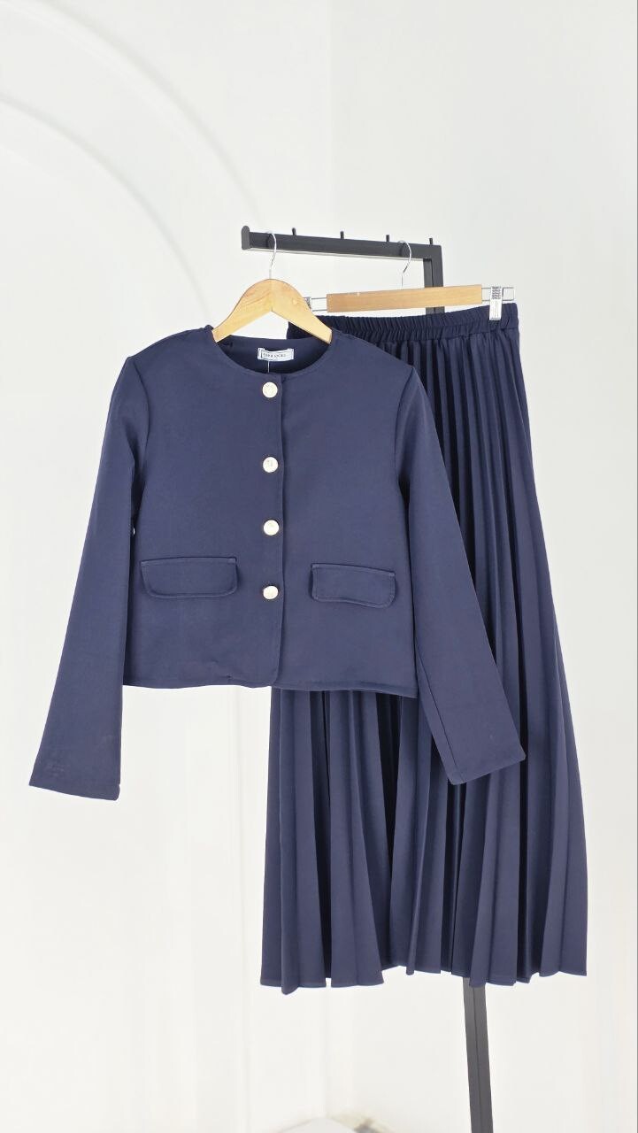 FOR YOU MODA - 4566-13L-3 سوت تنوره -نيلي 