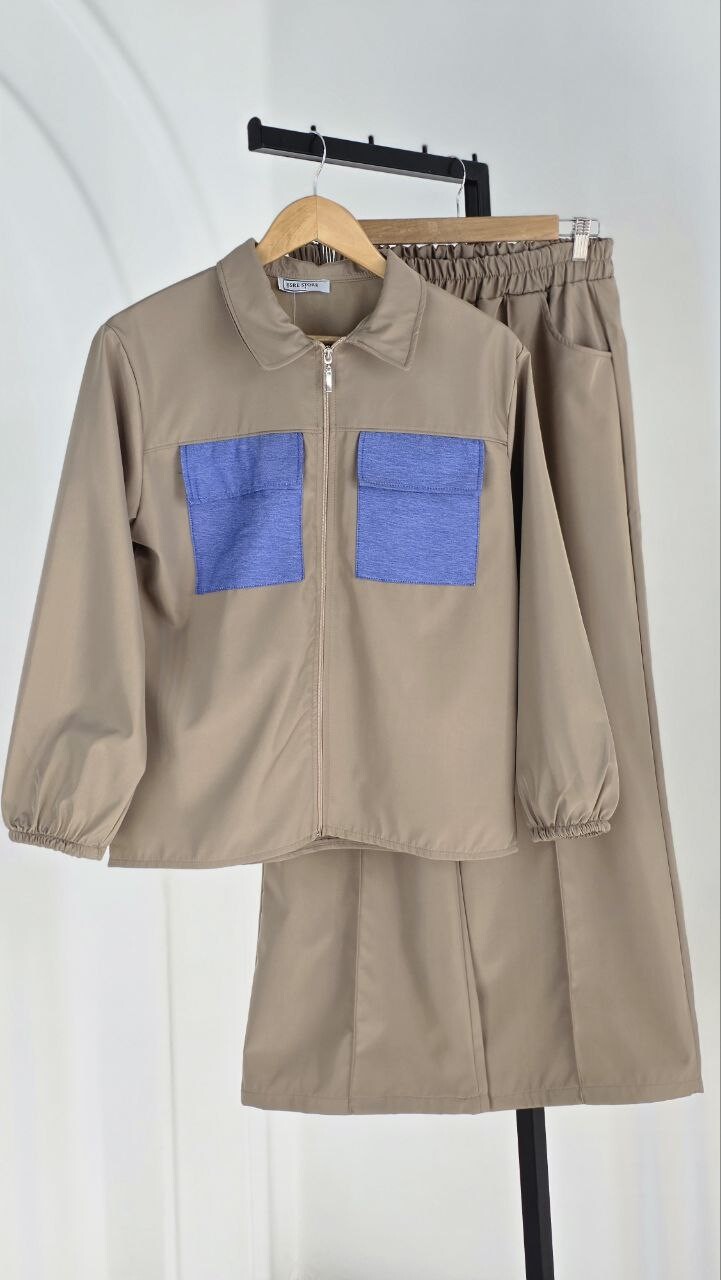 FOR YOU MODA - 4569-46k-2 سوت بنطرون - قهوائي 