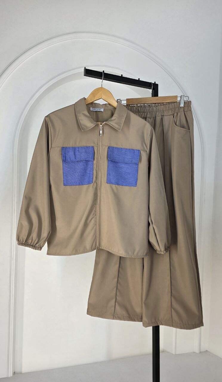 FOR YOU MODA - 4569-46k-2 سوت بنطرون - قهوائي 