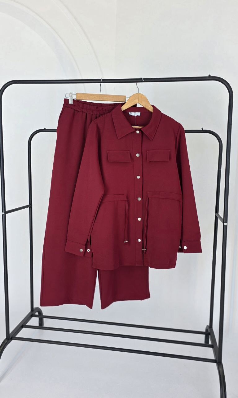 FOR YOU MODA - 4571-10O-2 سوت بنطرون - ماروني 