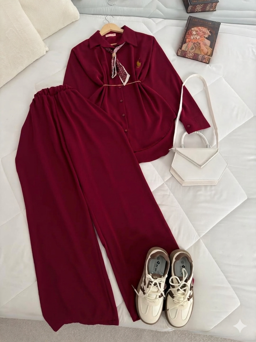 FOR YOU MODA - 4613-25N-2سوت بنطرون-ماروني