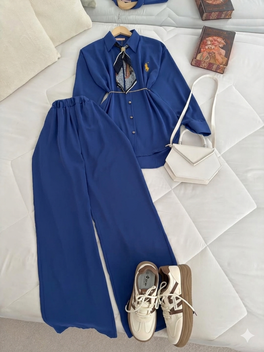 FOR YOU MODA - 4613-25N-3 سوت بنطرون -ازرق