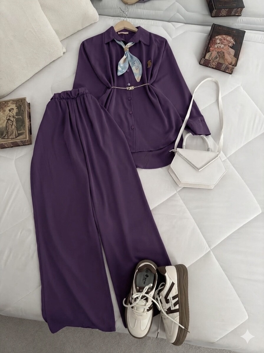 FOR YOU MODA - 4613-25N-سوت بنطرون - بنفجسي