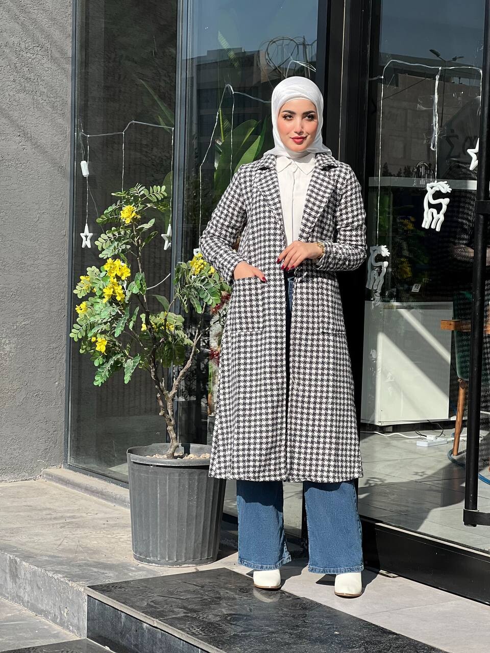 4632-26V-4 كوت كاروهات ناعم رصاصي - Thumbnail