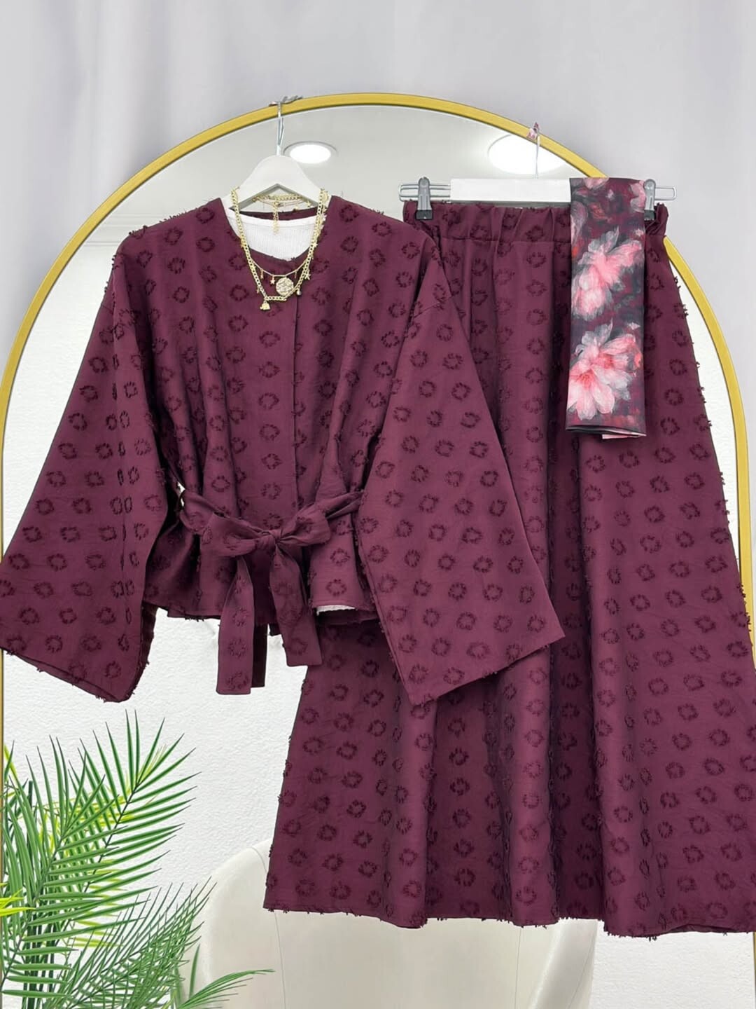 FOR YOU MODA - 4670-5M- 3سوت تنوره - بنفسجي 