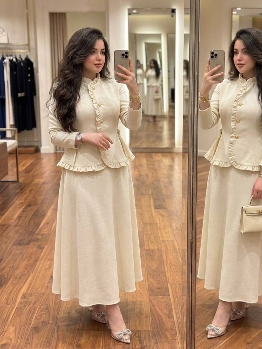 FOR YOU MODA - 4748-13F-2 طقم توره بيج
