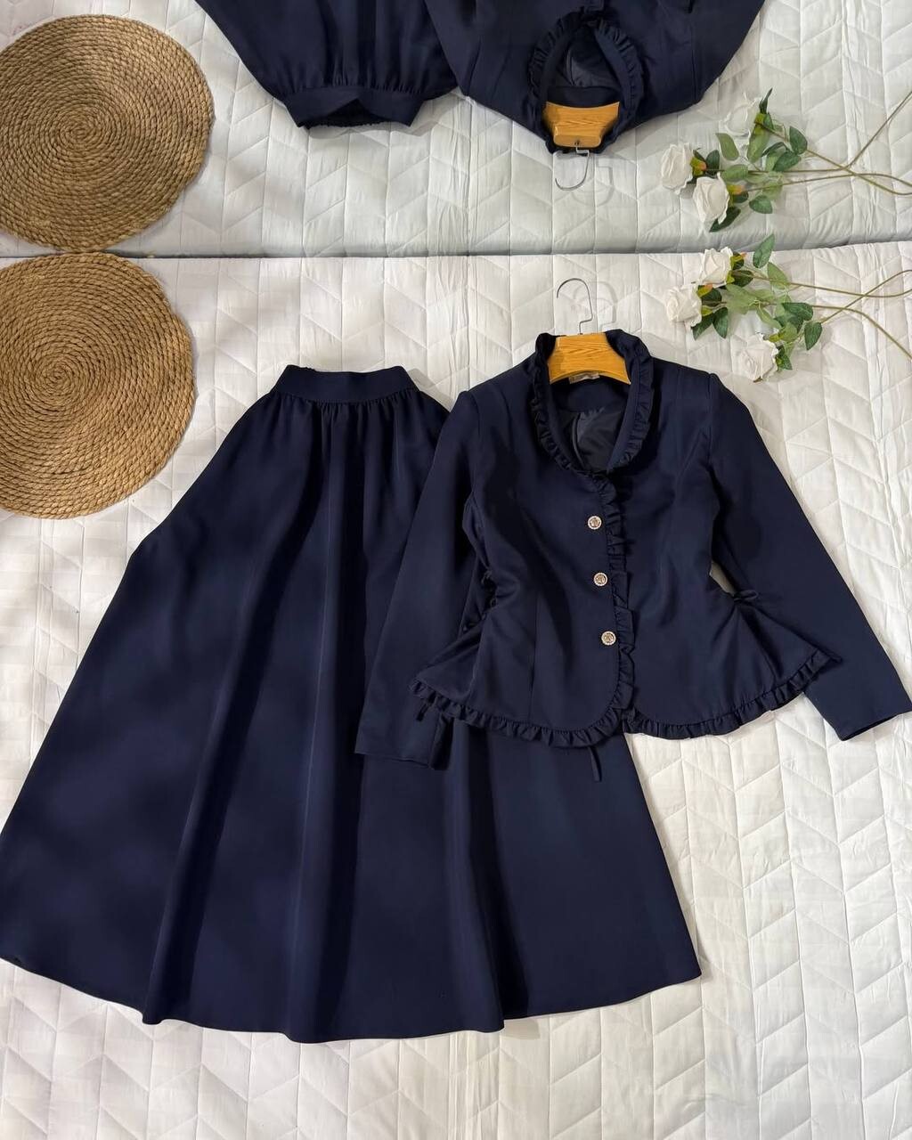 FOR YOU MODA - 4748-13F-7 طقم تنوره نيلي