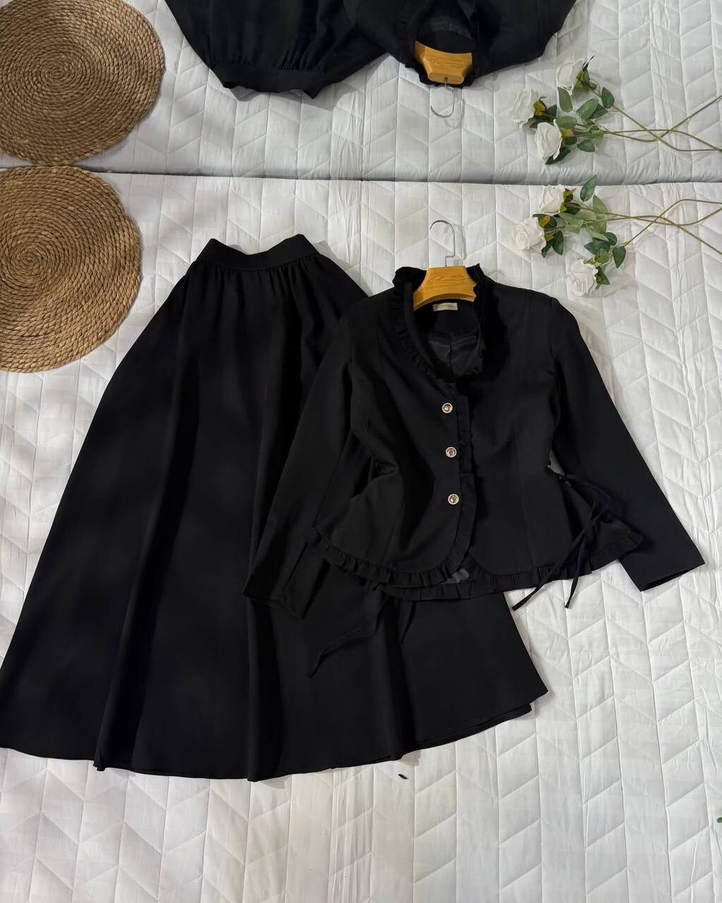 FOR YOU MODA - 4748-13F-1-طقم تنوره-اسود