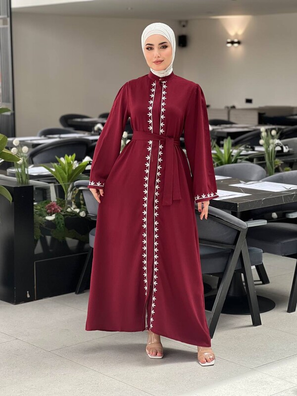EFSUN MODA - 5004-13F-5 فستان لون - ماروني 