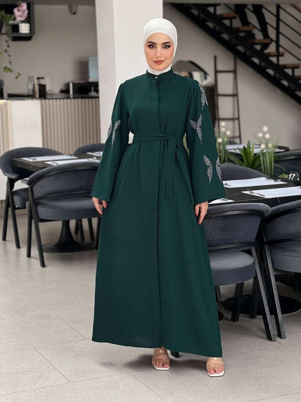 5008-41O-4 فستان لون - اخضر - Thumbnail