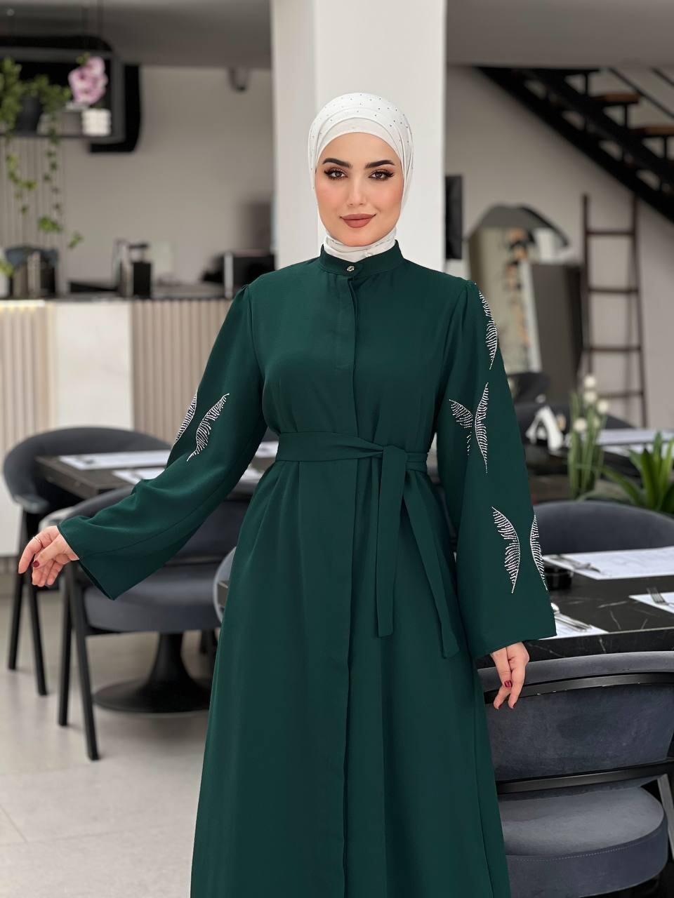 5008-41O-4 فستان لون - اخضر - Thumbnail