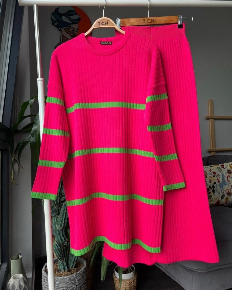 TC - 5890-17Y-5 طقم قطعتين تريكو وردي