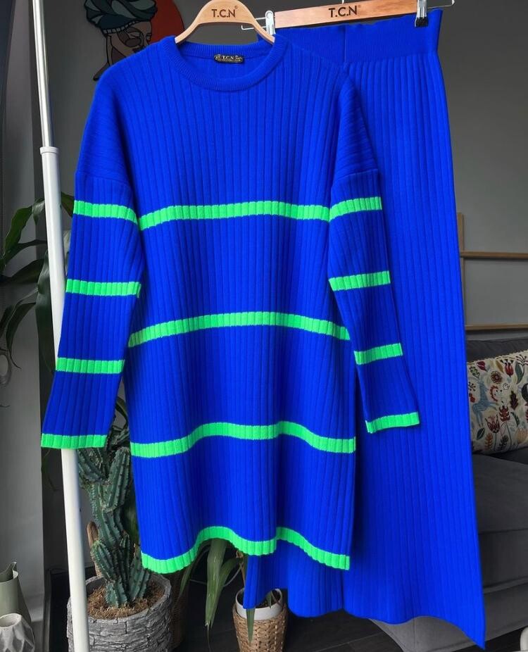 TC - 5890-17Y-6 طقم قطعتين تريكو ازرق