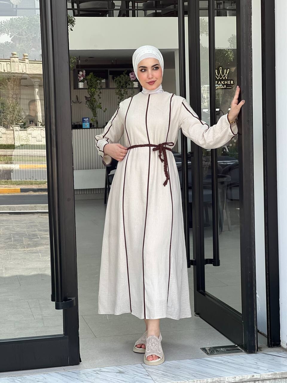 61495-21K-2 فستان - بيج - جوزي - Thumbnail