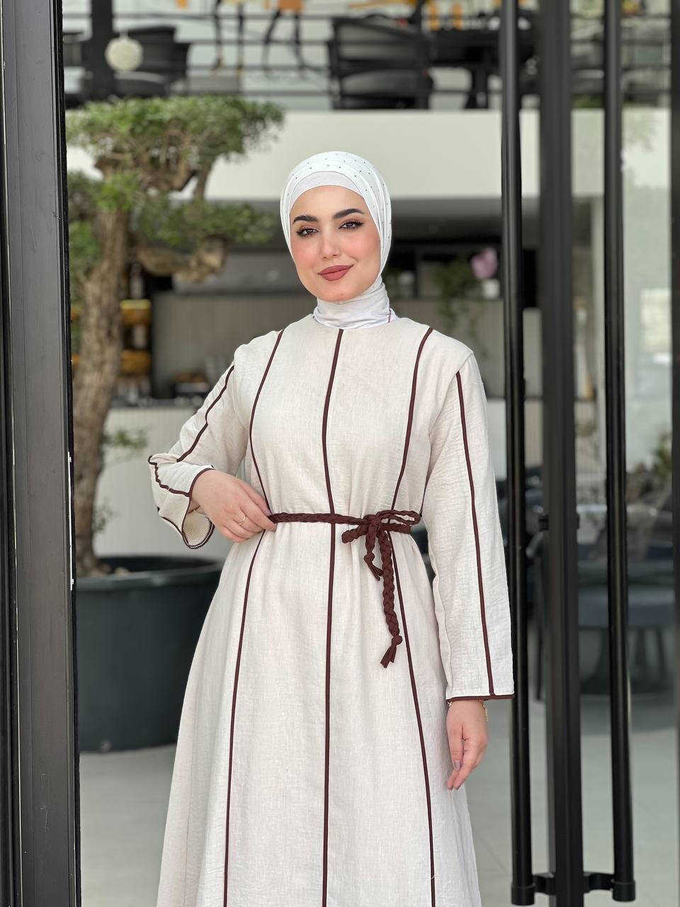 61495-21K-2 فستان - بيج - جوزي - Thumbnail