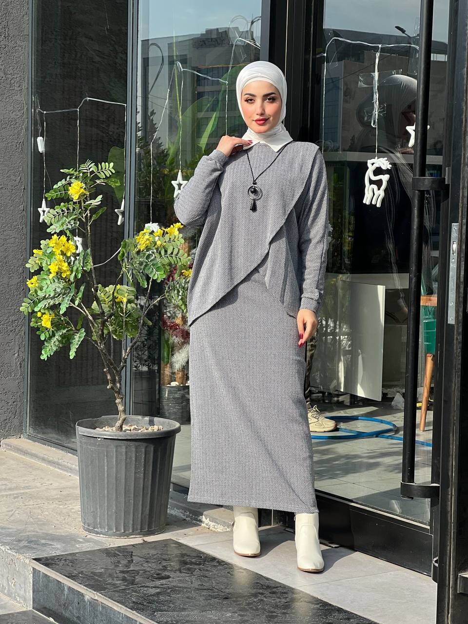 6150-77V-3 طقم قطعتين رصاصي فاتح - Thumbnail