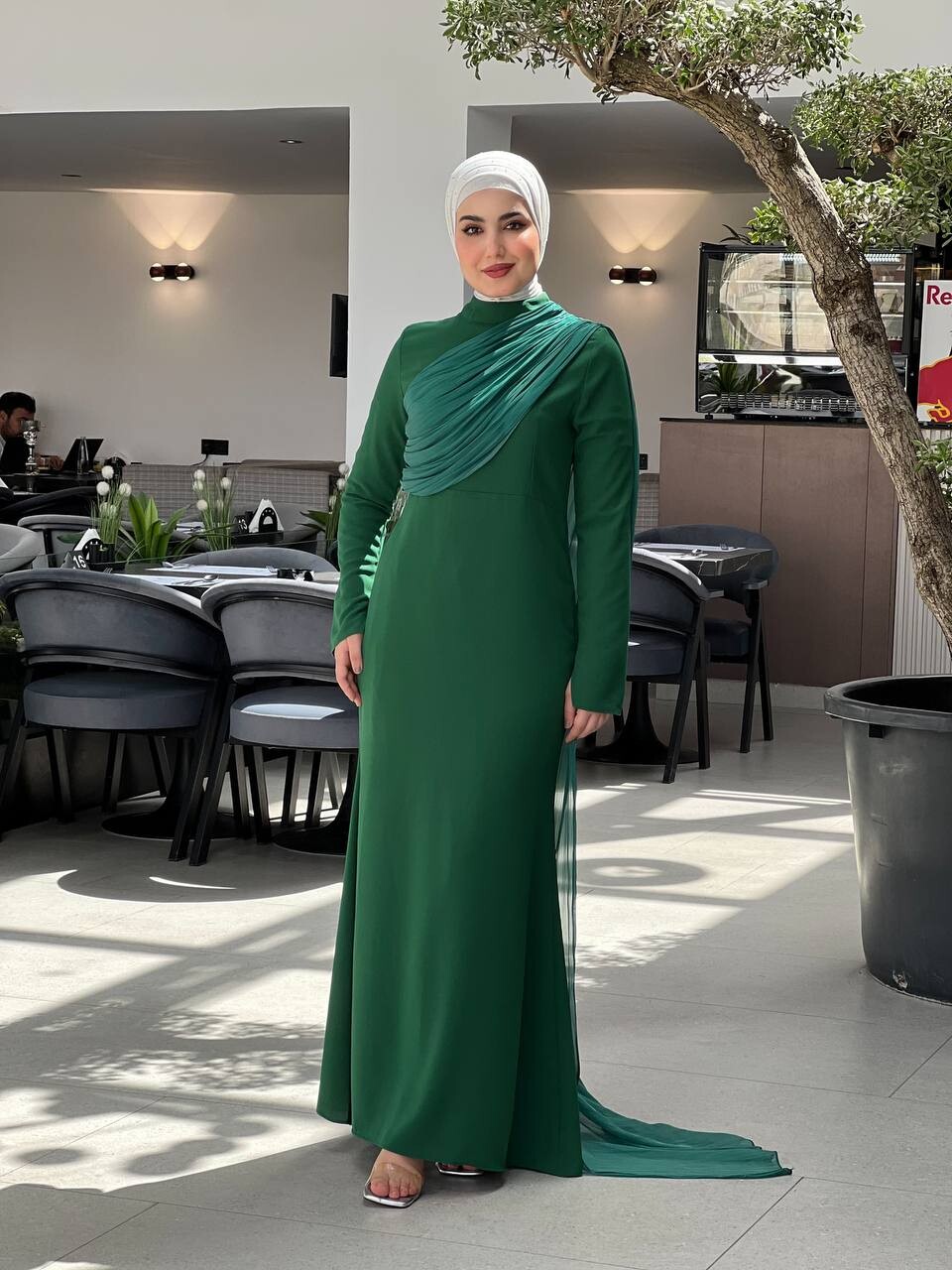 61531-29F- 4 فستان لون - اخضر - Thumbnail