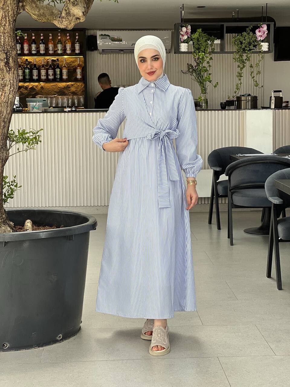 61554-5G-3 فستان لون - ازرق - Thumbnail